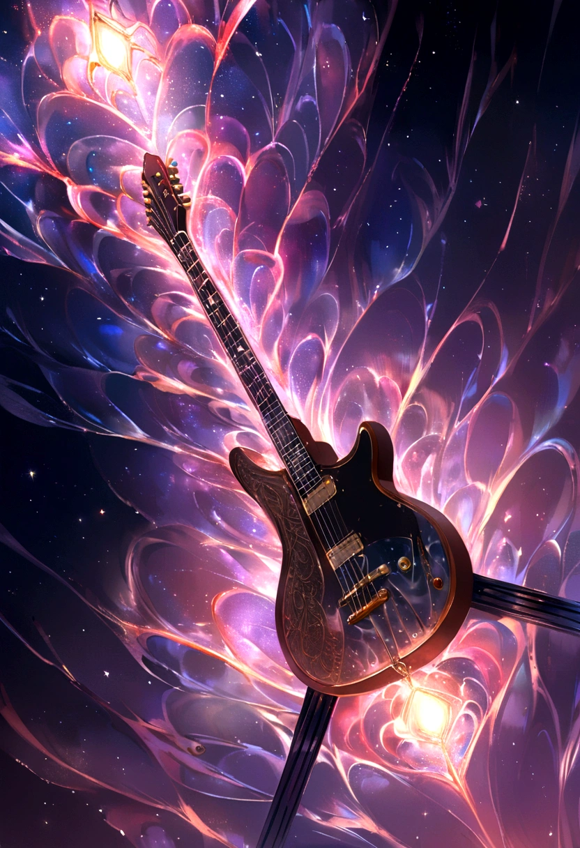 A DESCENDING SCALE LIGHT TURNS INTO VIBRATION, WHICH TURNS INTO SOUND WHICH TURNS INTO A GUITAR IN OUTER SPACE