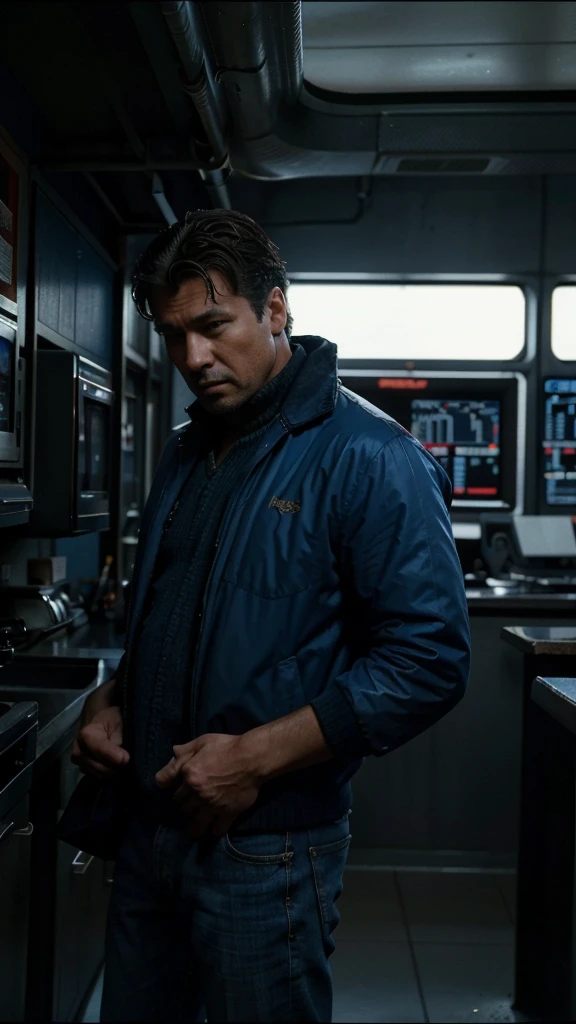  In 1980s San Francisco, Micheal, a single father, was struggling to make ends meet after his wife left him, a prestigious stock brokerage firm offered micheal an unpaid internship, 4k realistic imagery, blue scenery like a movie scene, old american setting, inspired by blade runner movie scene, blue tone,
