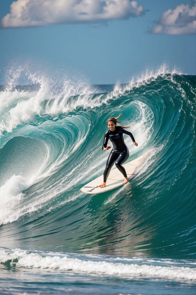 Happy surfing girl