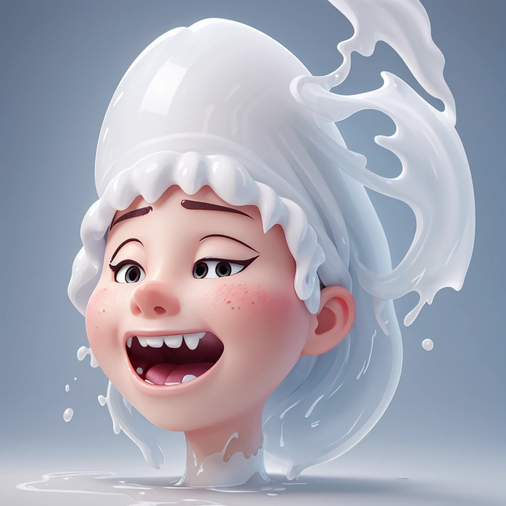 Facing an image of a flowing mouth dripping with translucent white paint