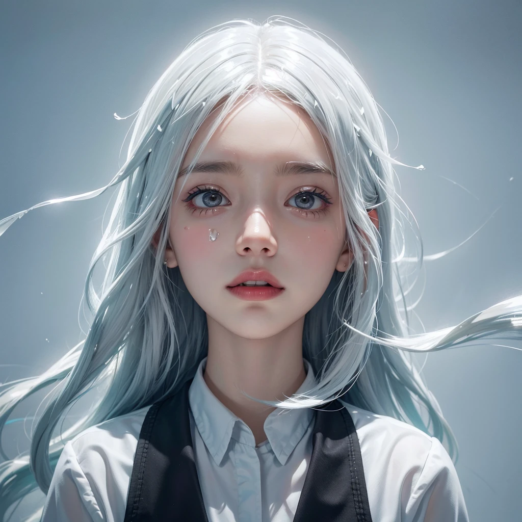 Facing an image of a flowing mouth dripping with translucent white paint