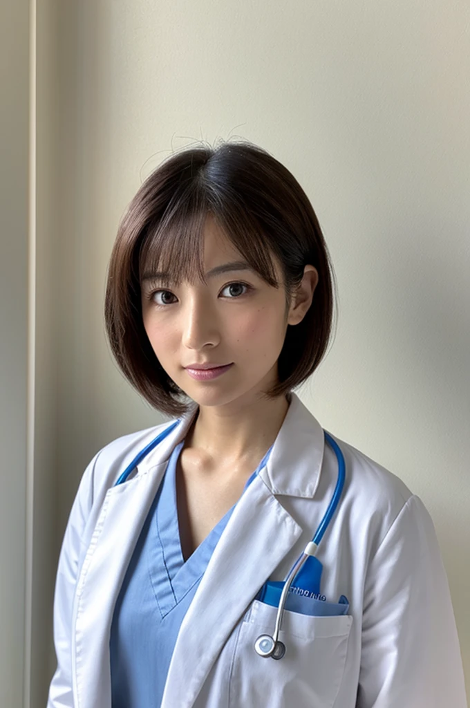 ((Highest quality)), ((masterpiece)), (detailed),Perfect Face,Japanese,Female doctor,White