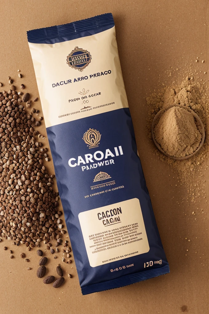 Deri cacao brand, a drink powder that comes with the brand that says deri caacao in a bag packaging