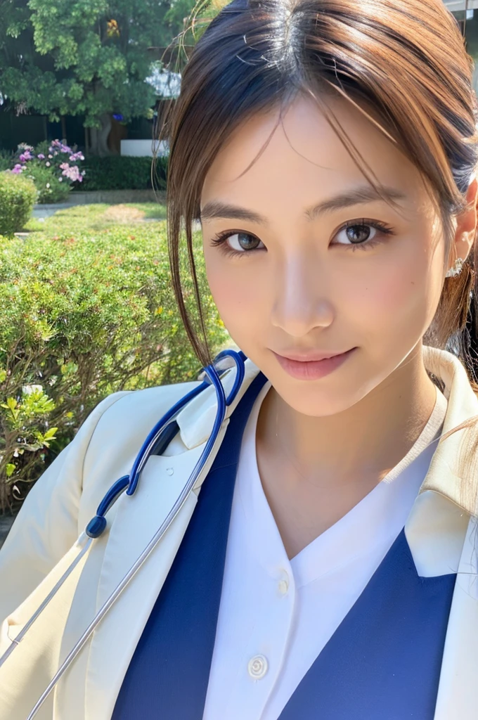 ((Highest quality)), ((masterpiece)), (detailed),Perfect Face,Japanese,Female doctor,White