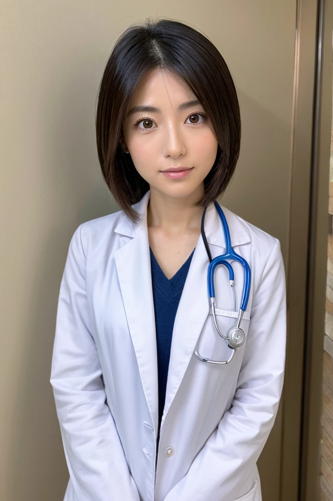 ((Highest quality)), ((masterpiece)), (detailed),Perfect Face,Japanese,Female doctor,White