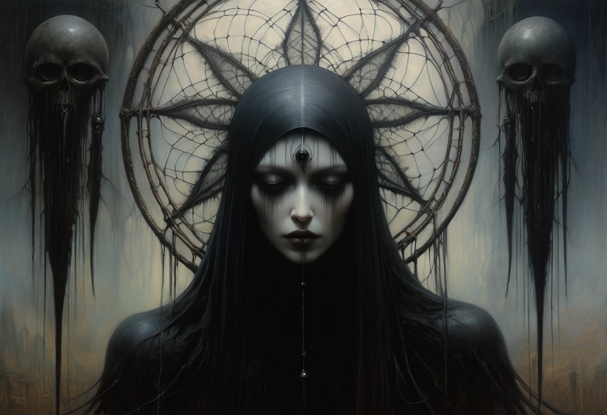 (Masterpiece, best quality), (lo Gothic), Dream Catcher, Vampir, (HG giger, Art by Hermann Nitsch, Beksinski, Dariusz Zawadzki, giger, zdzislaw beksinski)
