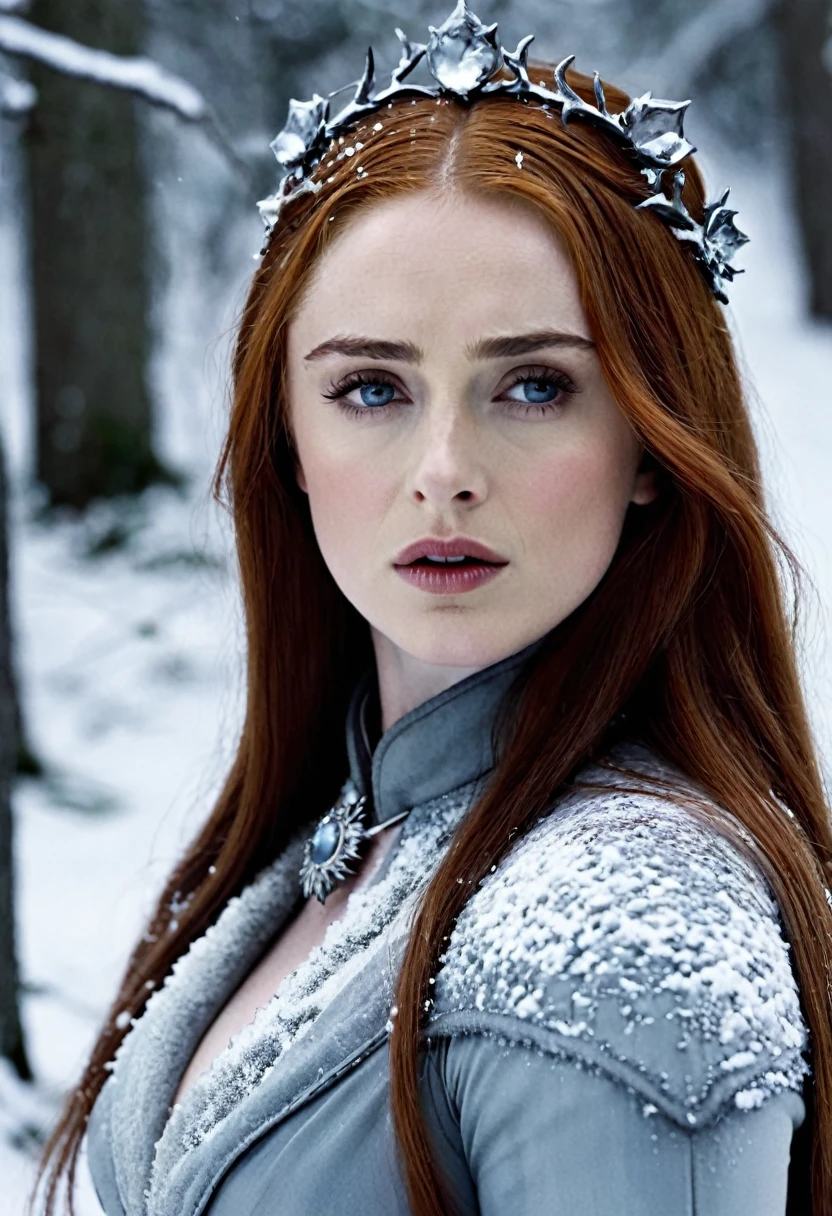 Sansa stark, poses, nieve, sensual, intense, provocative