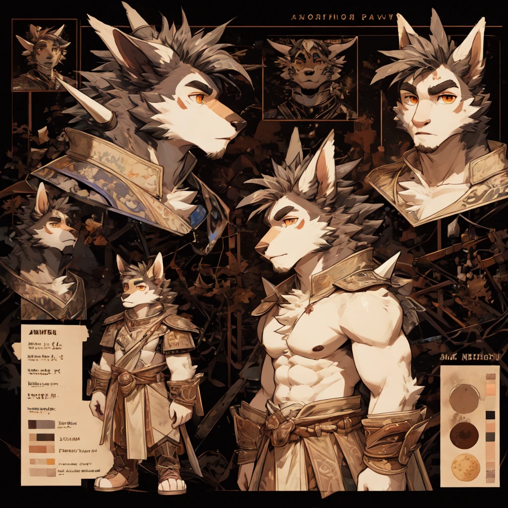 ultra-detailed, masterpiece, masterwork, high quality, best quality, hdr, ((reference sheet, three views from front, back and side, costume setup materials)), posted on e621, (by hioshiru), nsfw, male, chibi, (white little body minotaur), hairy dragon, (long silver hair, yellow eyes, white chubby body), standing, (nude, foreskin, perfect balls)