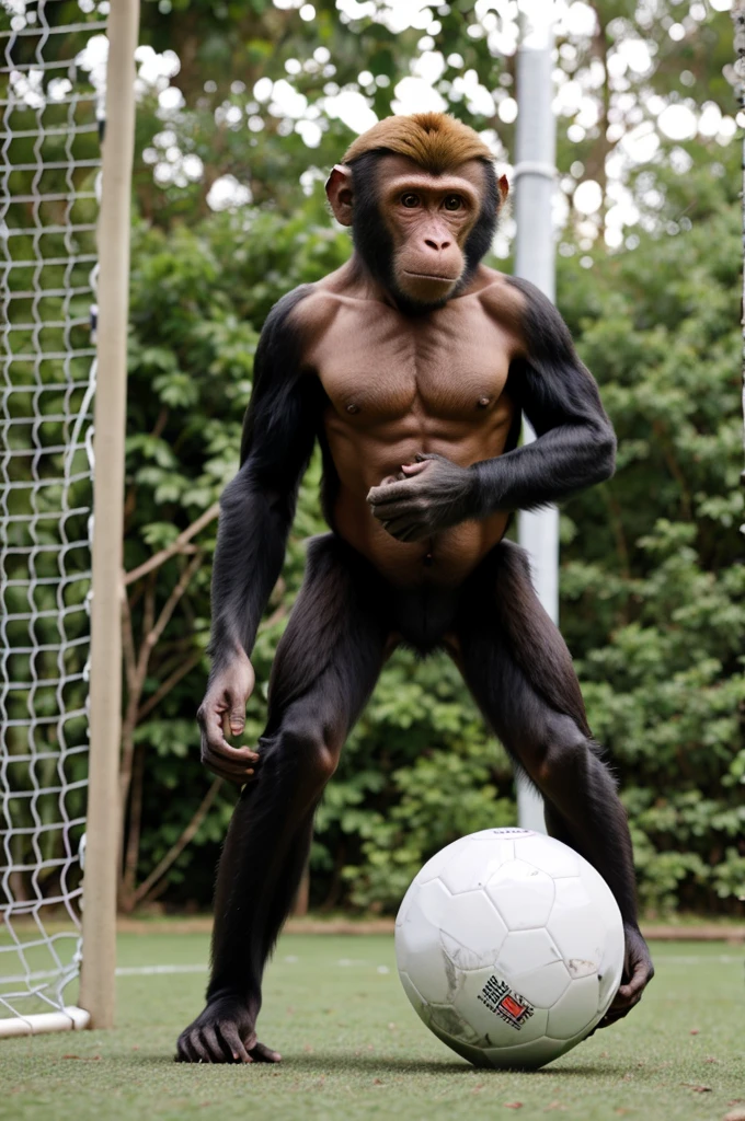 Monkey playing football