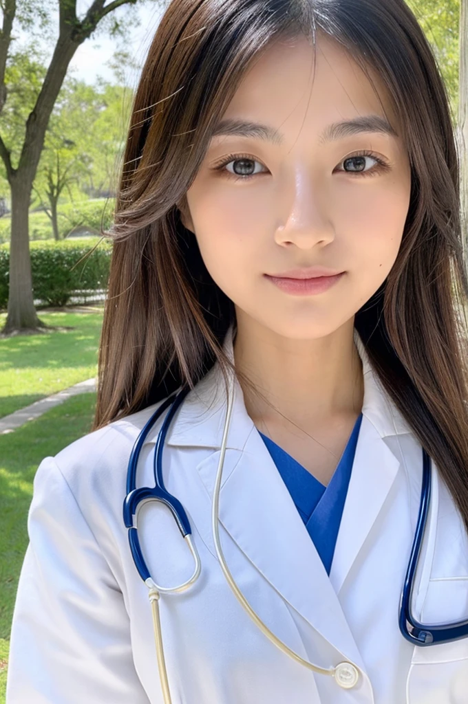 ((Highest quality)), ((masterpiece)), (detailed),Perfect Face,Japanese,Female doctor,White,Beauty