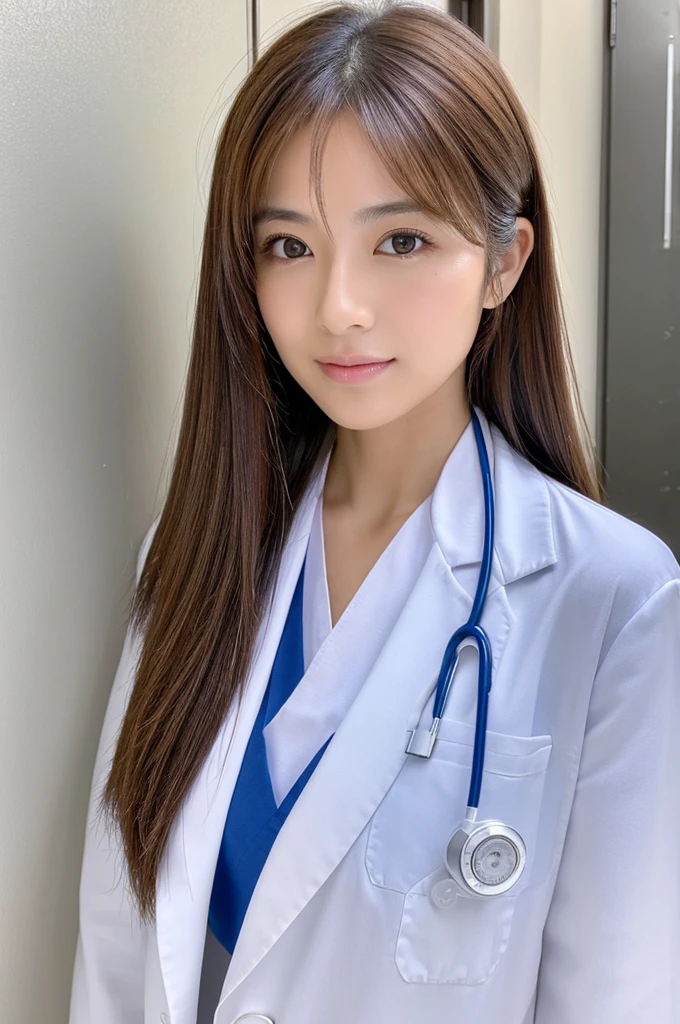 ((Highest quality)), ((masterpiece)), (detailed),Perfect Face,Japanese,Female doctor,White,Beauty
