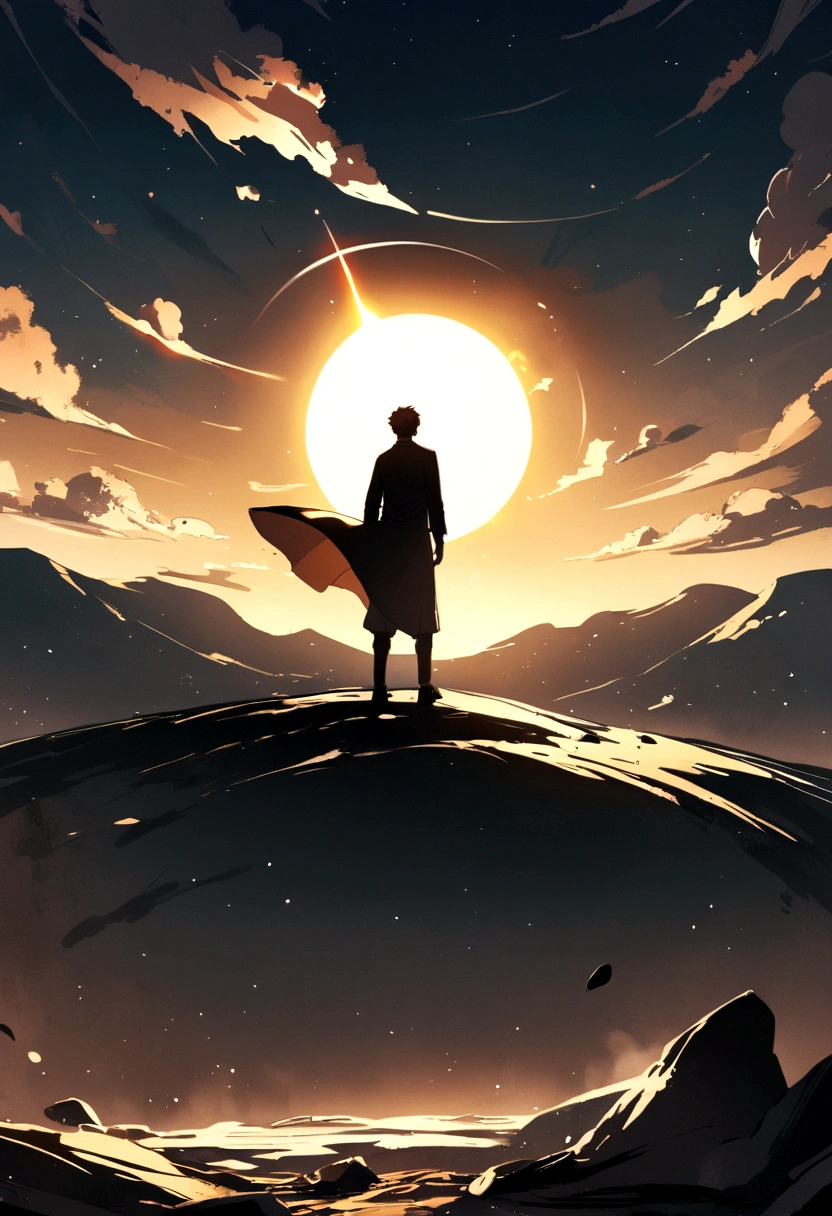 A boy standing on sun with black sunglasses