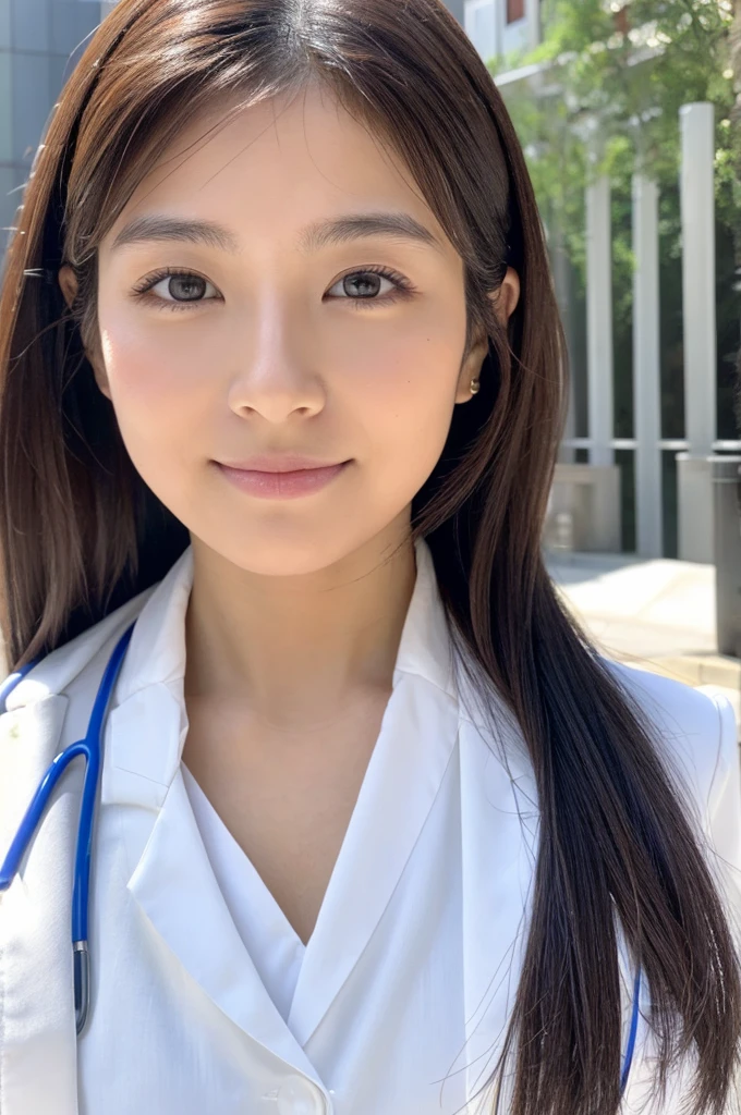 ((Highest quality)), ((masterpiece)), (detailed),Perfect Face,Japanese,Female doctor,White,Beauty