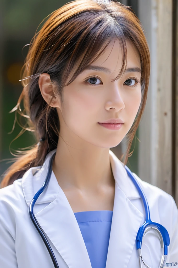 ((Highest quality)), ((masterpiece)), (detailed),Perfect Face,Japanese,Female doctor,White,Beauty