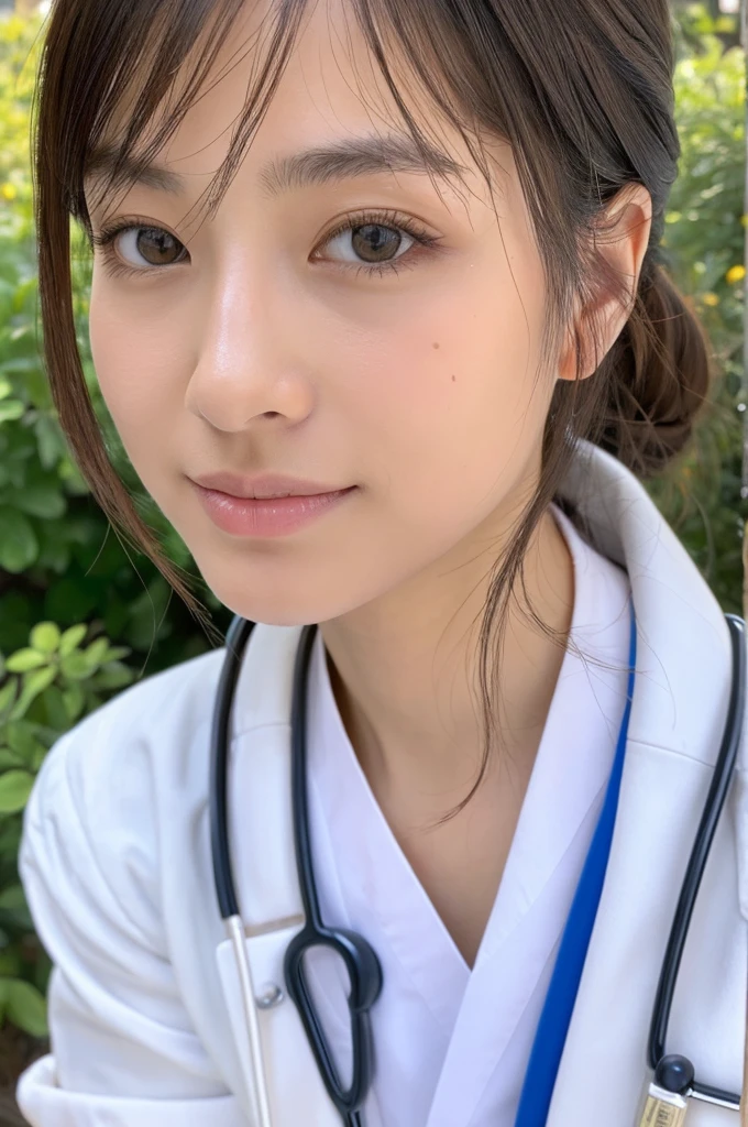 ((Highest quality)), ((masterpiece)), (detailed),Perfect Face,Japanese,Female doctor,White,Beauty