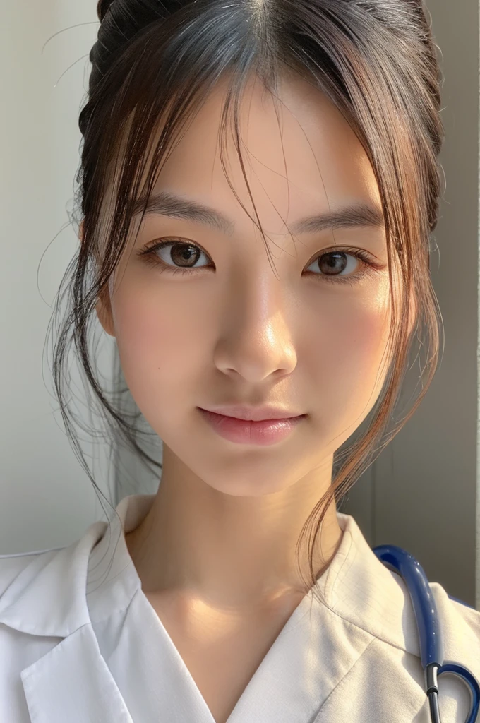 ((Highest quality)), ((masterpiece)), (detailed),Perfect Face,Japanese,Female doctor,White,Beauty