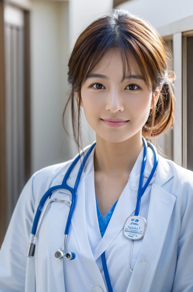 ((Highest quality)), ((masterpiece)), (detailed),Perfect Face,Japanese,Female doctor,White,Beauty
