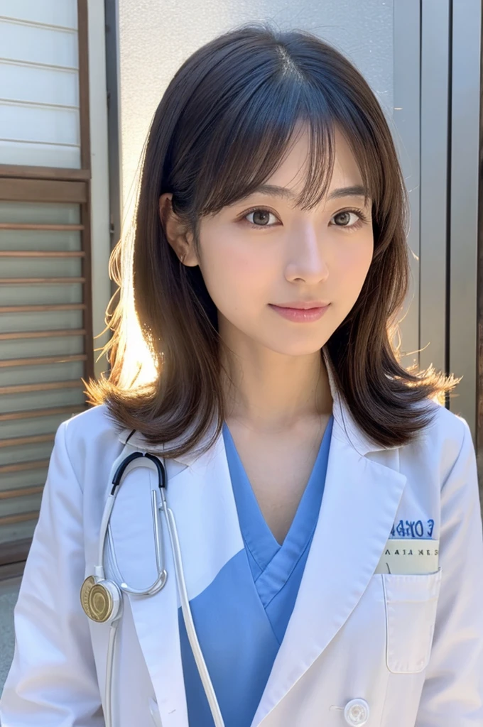 ((Highest quality)), ((masterpiece)), (detailed),Perfect Face,Japanese,Female doctor,White,Beauty