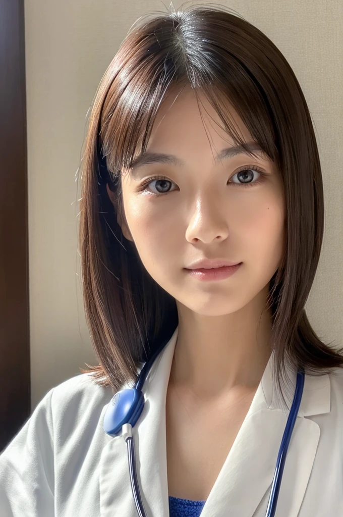 ((Highest quality)), ((masterpiece)), (detailed),Perfect Face,Japanese,Female doctor,White,Beauty