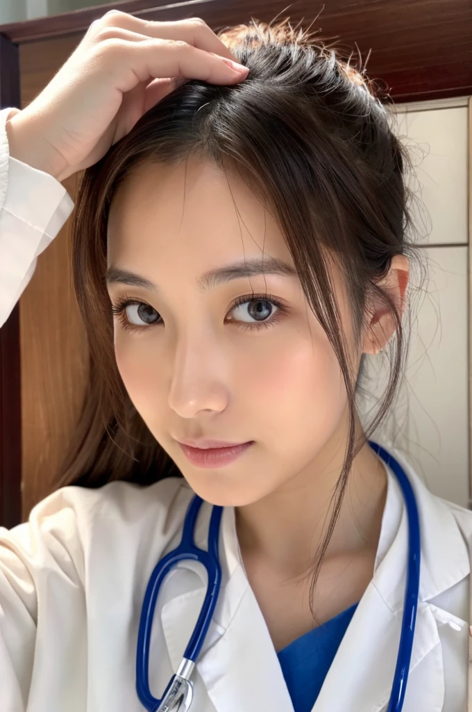 ((Highest quality)), ((masterpiece)), (detailed),Perfect Face,Japanese,Female doctor,White,Beauty