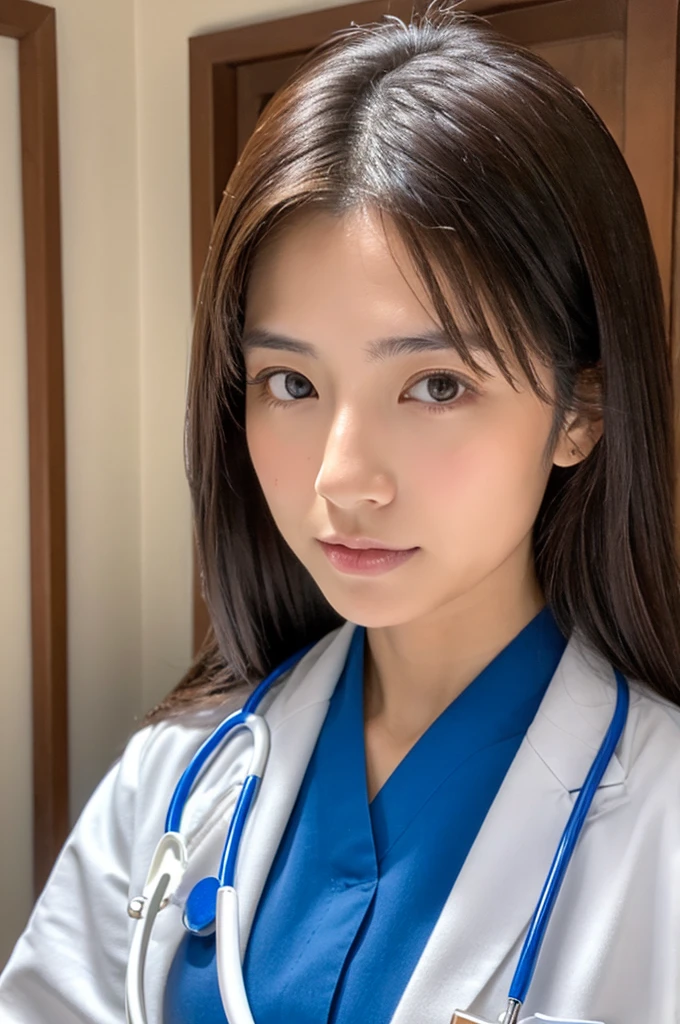 ((Highest quality)), ((masterpiece)), (detailed),Perfect Face,Japanese,Female doctor,White,Beauty