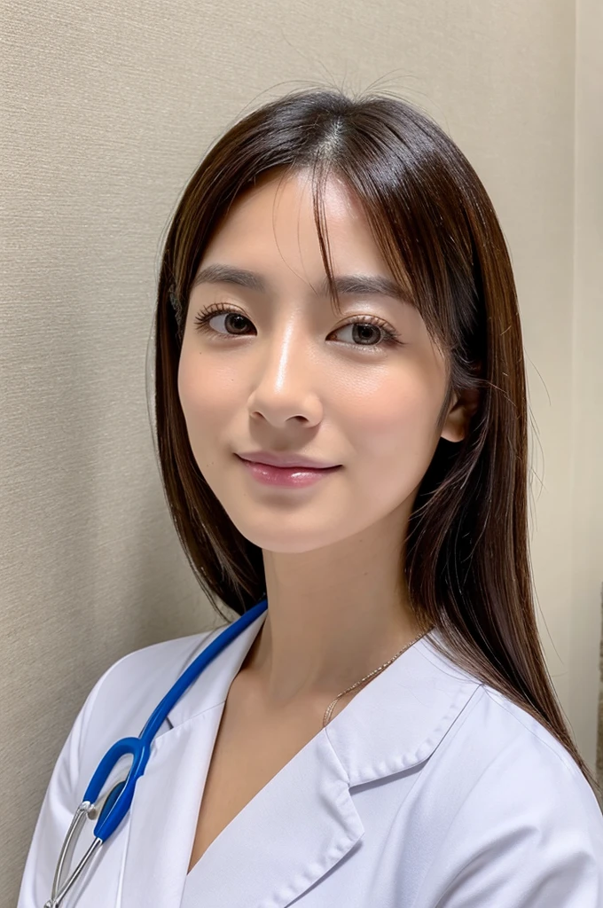 ((Highest quality)), ((masterpiece)), (detailed),Perfect Face,Japanese,Female doctor,White,Beauty