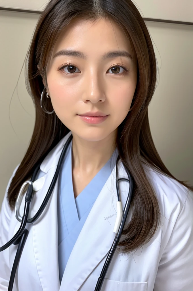 ((Highest quality)), ((masterpiece)), (detailed),Perfect Face,Japanese,Female doctor,White,Beauty