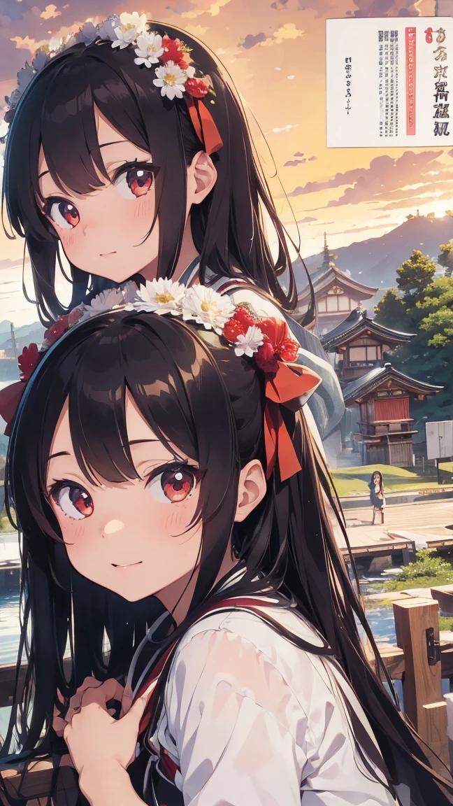 Cover page, Highest quality, Highest quality, High quality illustrations, masterpiece, Ultra-high resolution, Detailed Background, 6+girl, Japanese Festivals, Absurd, Perfect Anatomy(kemono)(Furry Personification)Happy,