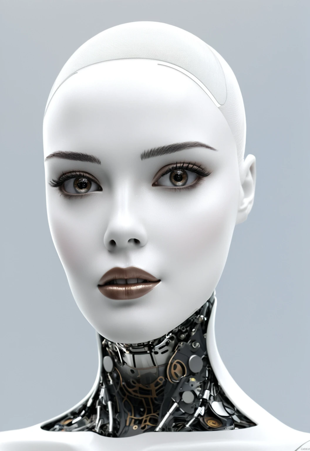 Here is a prompt for creating an image:
"Design a stunning and alluring female humanoid AI robot inspired by the film Ex Machina. The robot should have a face resembling that of an extremely gorgeous lady, with human-like, realistic skin. Ensure that the skin texture is detailed and beautiful, capturing the essence of a woman's beauty intertwined with advanced AI technology."