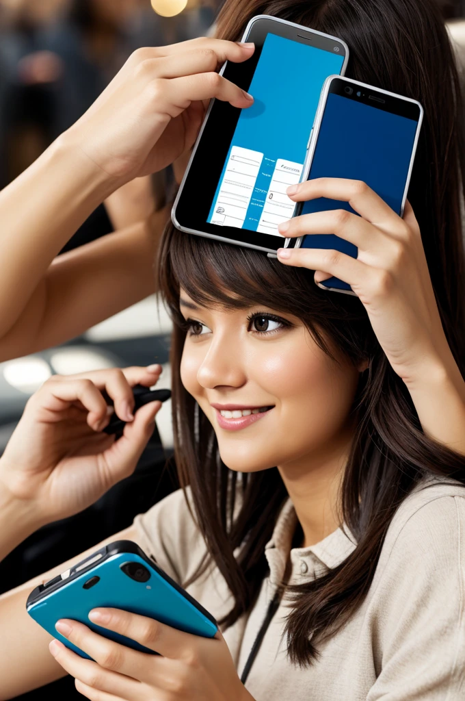 Create an image that is related to composing cell phones of all brands that attract attention