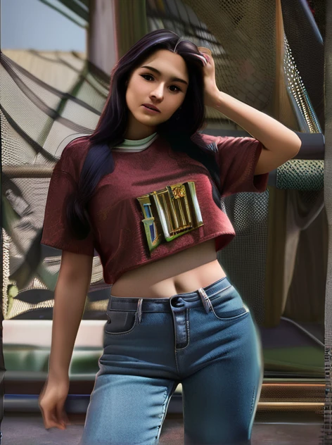 RAW, realistic, 19 year old woman, cute face, quite slim, red teeshirt with sweatpants