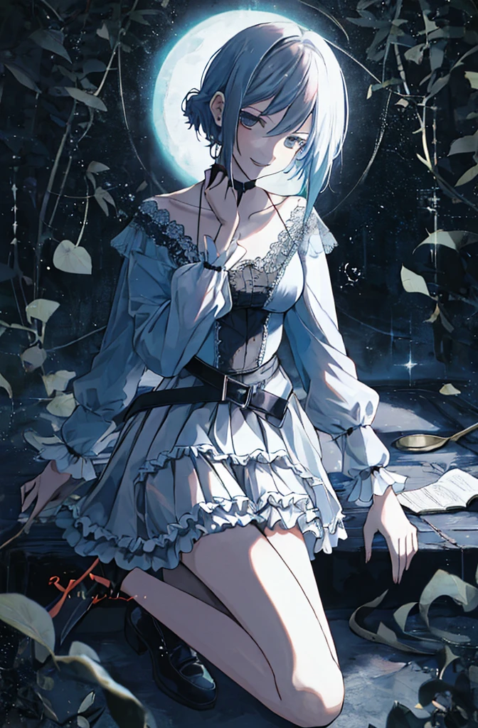  ((best quality)), ((masterpiece)), (detailed), 1girl, Character design, female, dynamic poses, ((long blue hair)), grey white eyes, very skinny, detailed, best quality, no accesoires around the neck, prominent collarbones, skinny arms, full body, blank white background, plain background, white background, ((red and white clothing)), Bloodborne inspired, occult aesthetic, occult, detailed and intricate steampunk and detailed gothic, Very dramatic and cinematic lighting, cosmic horror, grim-dark, side-lighting, perfect face,  Fluttering lace flared long knee length dress with frilly petticoats, knee length dress, pleated petticoats, petticoats gothic, complex lace boots, side-lighting, gothic aesthetic, wielding a mighty sword with mechanical components, mandalas, small breasts, a fairy, various different types of insect wings,full body, whole body, white holy clothes,white holy clothes,((evil smile)),(blue hair),she has a big sword in her hand,