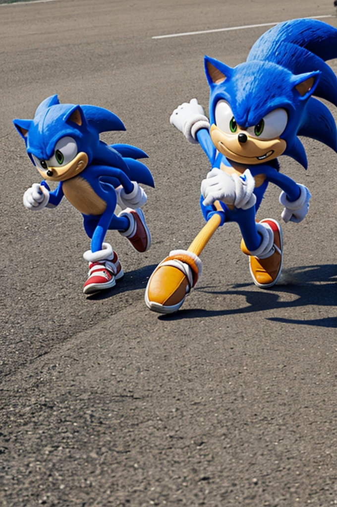 Sonic is running and meets tails
