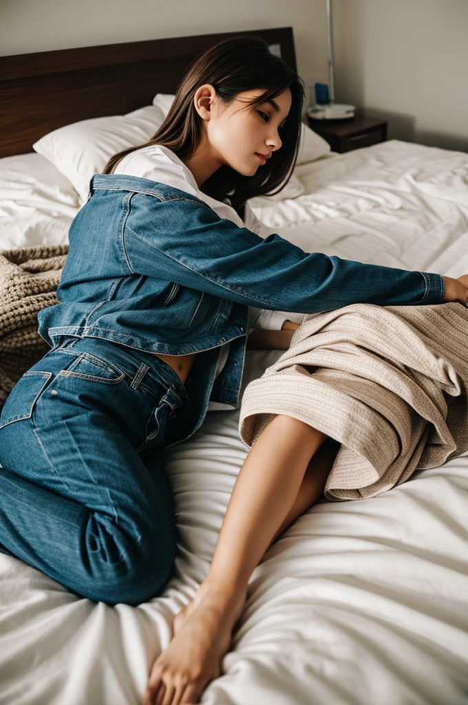 Girl are clothes on the bed