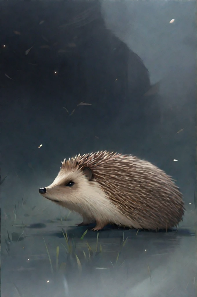 ((Best quality)), ((masterpiece)), (detailed), Hedgehog in the fog