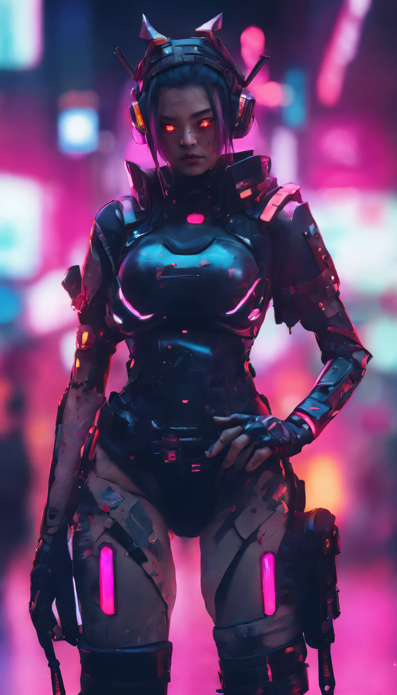Sateen,the night,ember,Smile mask,coat large,Fighting posture,holding gun. Hyperrealistic version of a woman kneeling down with a sword in her hand, very beautiful cyberpunk samurai, anime cyberpunk art, cyberpunk samurai, cyberpunk anime art, anime cyberpunk, cgsociety 9, digital cyberpunk anime art, style of maciej kuciara.1girl, samurai armor, helmet oni evil mask,intricate, ornaments detailed, cold colors, metal, egypician detail, highly intricate details, realistic light, trending on cgsociety, glowing eyes, facing camera, neon details, ultra realistic details, portrait full body, japanese atmosphere, global illumination, shadows, octane render, 8k, ultra sharp.cool lolita.
