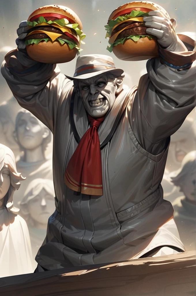 ((Best quality)), ((masterpiece)), (detailed), statue of a hamburger man