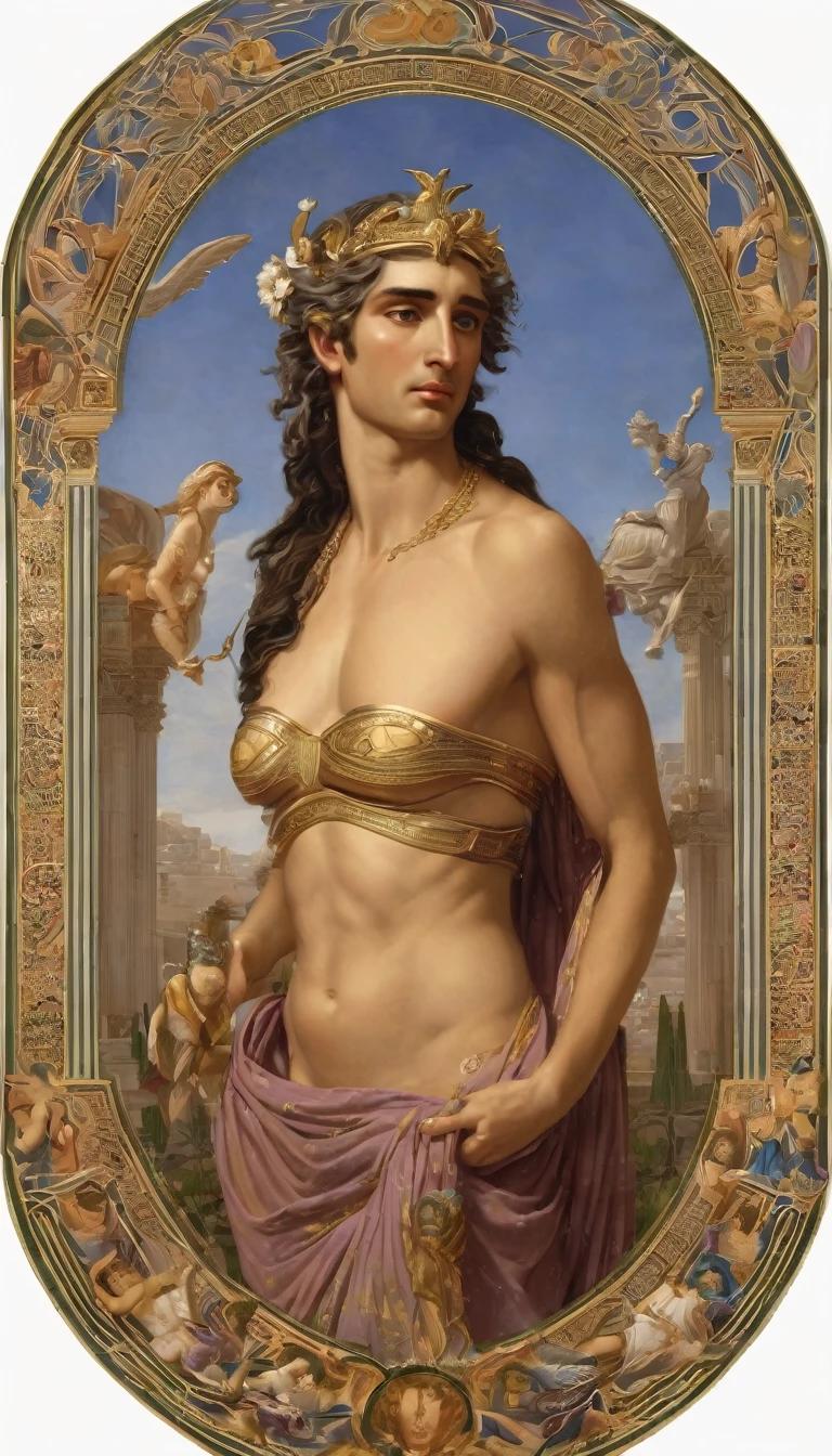 hermaphrodite Greek god with masculine and feminine features in perfect union and of great beauty