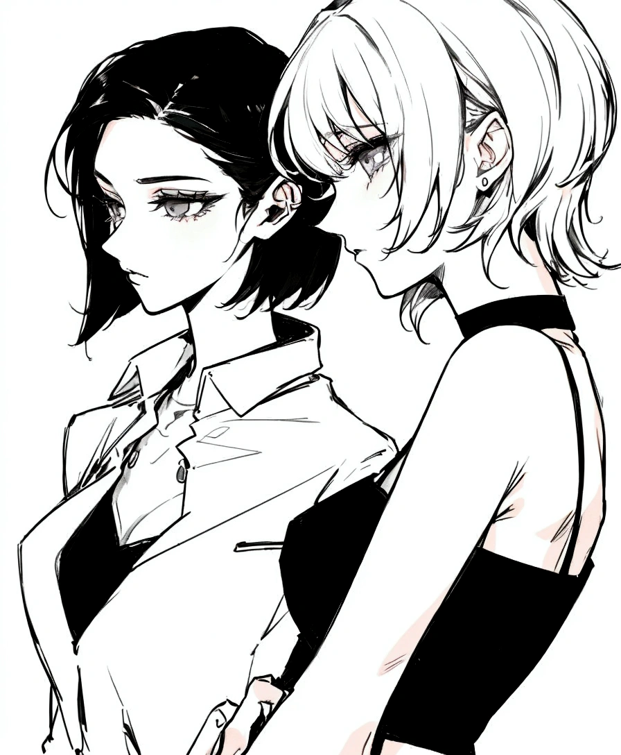 beautiful girl, black hair, gray eyes, cool, office, discreet, elegant, attractive, magical, manhwa, beautiful dress