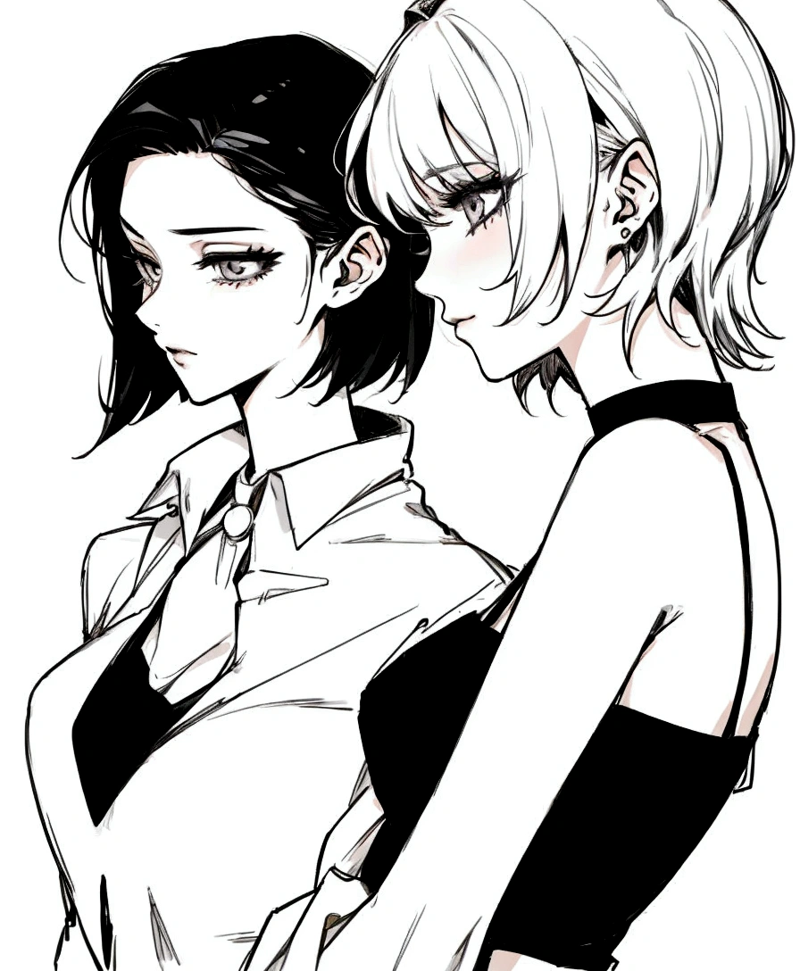 beautiful girl, black hair, gray eyes, cool, office, discreet, elegant, attractive, magical, manhwa, beautiful dress