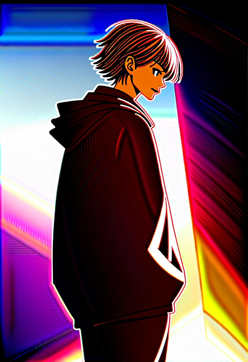 Young male, blue eyes, medium-length blond hair, thin frame, medium height, dressed in oversized hoodie, trackpants, casual streetwear style, standing on an urban street, modern cityscape, soft evening light, relaxed pose, confident expression, detailed clothing texture, slight breeze moving hair, background with city lights, warm tones, youthful vibe, realistic details, high-quality render, smooth textures, dynamic composition, natural shadows, perfect lighting, slight depth of field, focus on subject, vibrant colors (masterpiece: 2), best quality, ultra highres, original, extremely detailed, perfect lighting
