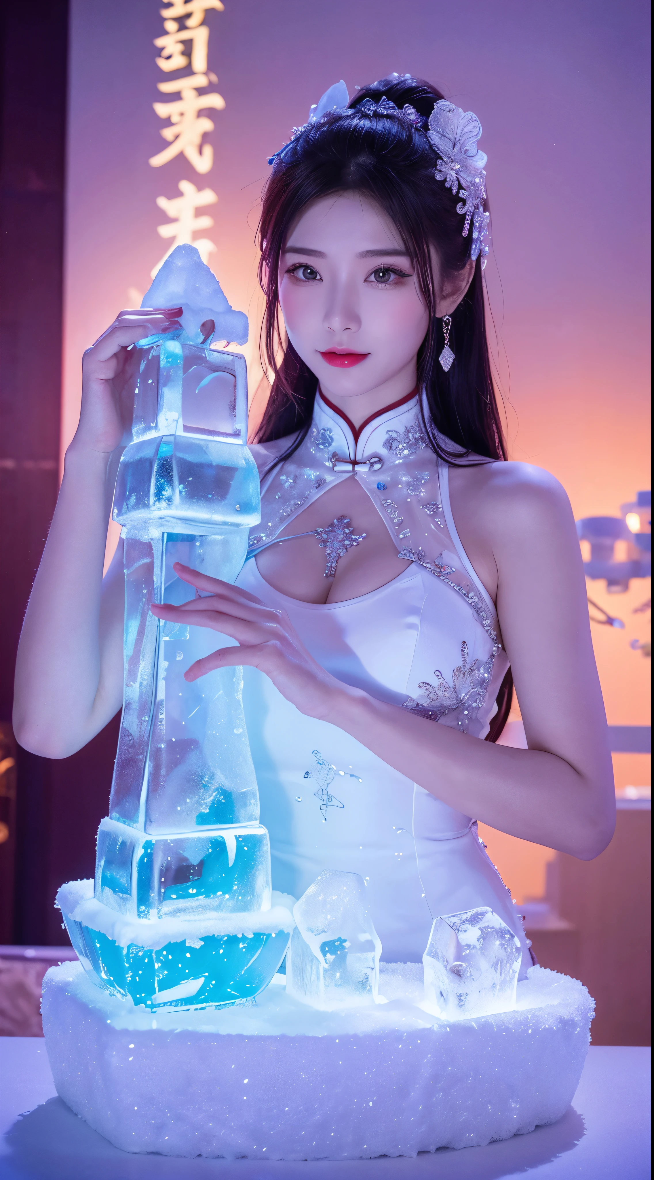 Ice sculpture model, Heilongjiang, theme Chinese dream - ice and snow love, with the cultural characteristics of the new era, showing the development style of Heilongjiang in the new era, animal model, creativity, beauty.  