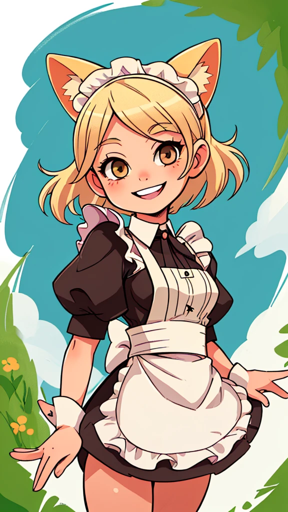 Animal Maid　girl　Blonde　Beauty　smile　Looking at me　Waving