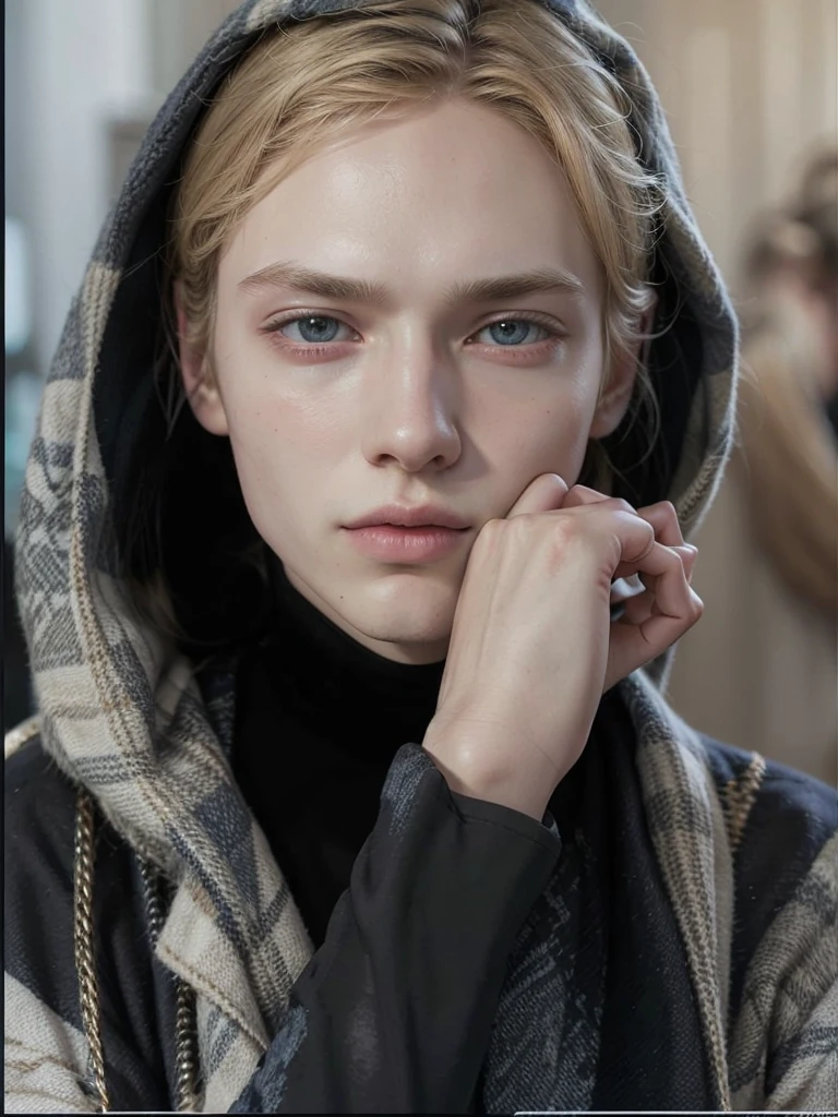 Straight hair, pale skin, sweatshirt, blond hair, blue eyes, hyperrealistic, tumblr, handsome man, epic, smooth and pale skin, background, background with bokeh effect, blond hair,solid circle eyes, ccurate, hyperrealism, Surrealism, drop shadow, 8k, super detail, best quality, UHD, masterpiece, anatomically correct, UHD, masterpiece, anatomically correct, textured skin, super detail, high details, high quality, 16k, 1080P, 4K, 8k, straight hair, , Realism,