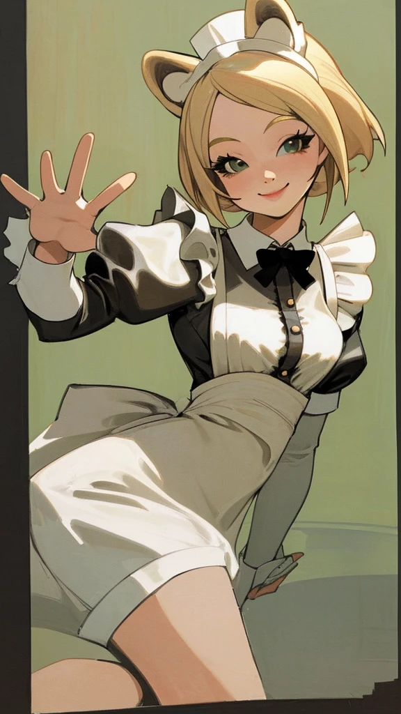 Animal Maid girl Blonde Beauty smile Looking at me Waving