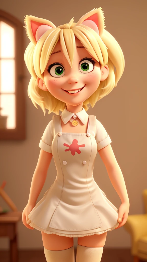 Animal Maid girl Blonde Beauty smile Looking at me Waving