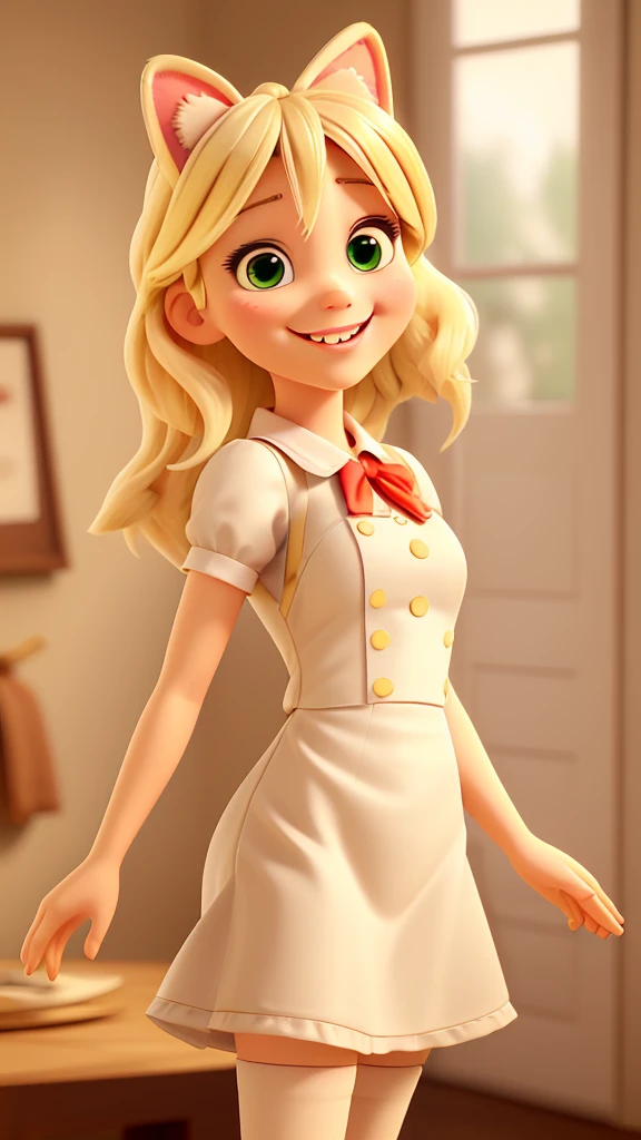 Animal Maid girl Blonde Beauty smile Looking at me Waving
