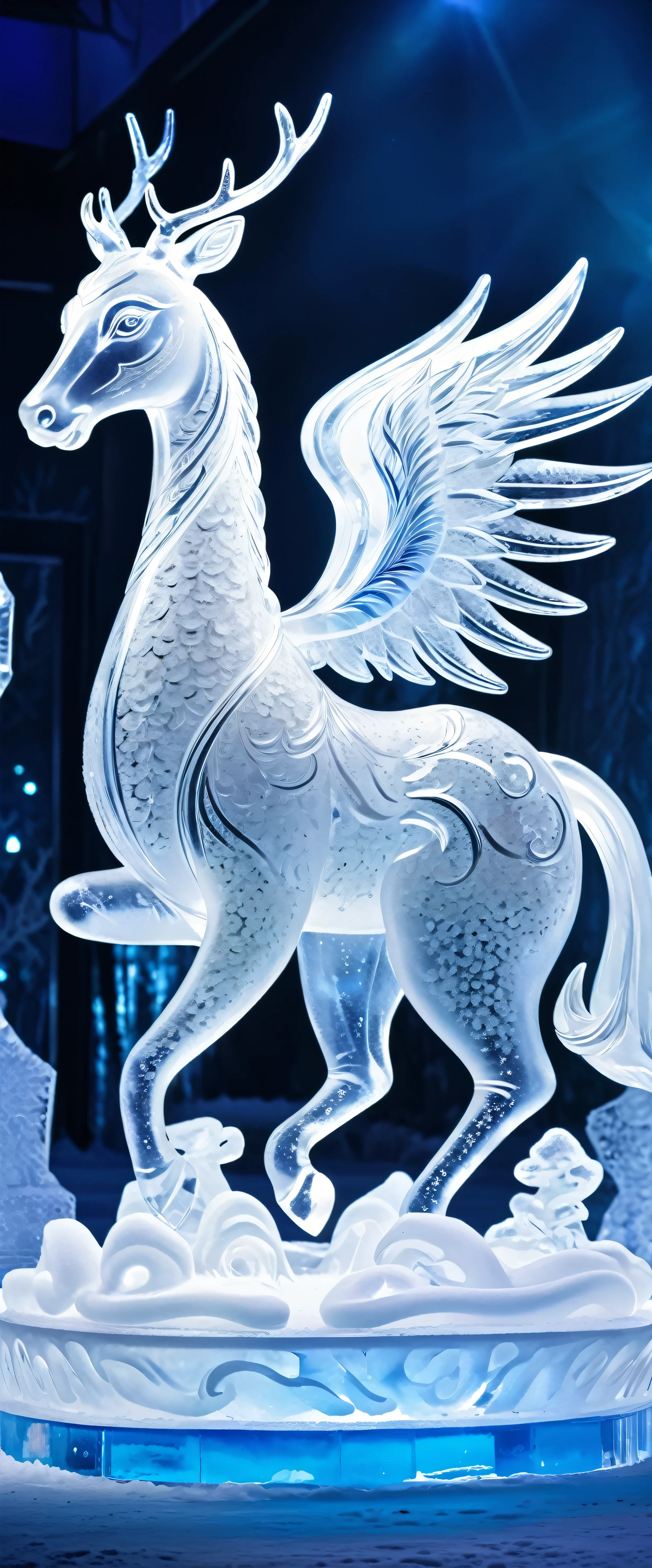 Ice sculpture model, Heilongjiang, theme Chinese dream - ice and snow love, with the cultural characteristics of the new era, showing the development style of Heilongjiang in the new era, animal model, creativity, beauty.  