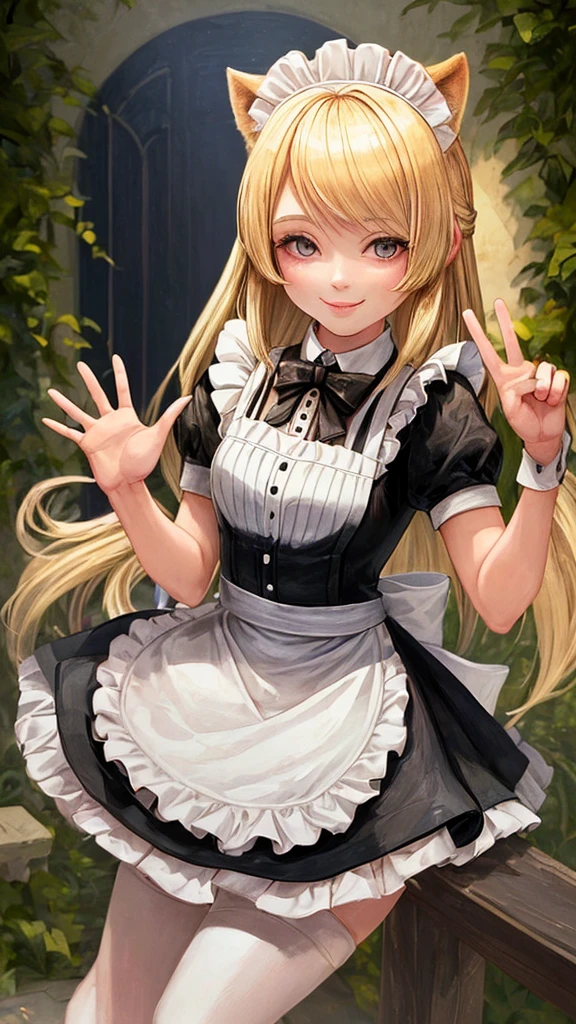 Animal Maid　girl　Blonde　Beauty　smile　Looking at me　Waving