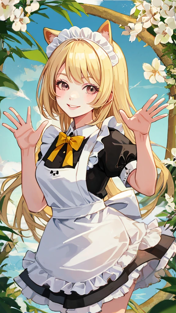 Animal Maid girl Blonde Beauty smile Looking at me Waving